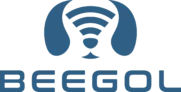 Beegol logo, blue type, TRANS